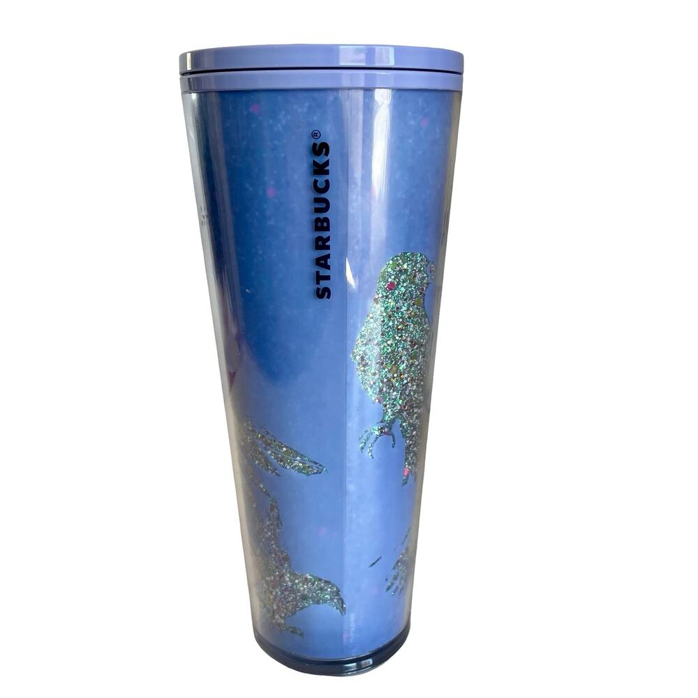 Starbuck 2022‎ Glitter Raven Halloween Lilac Purple Venti 24 Oz Cold Cup Tumbler